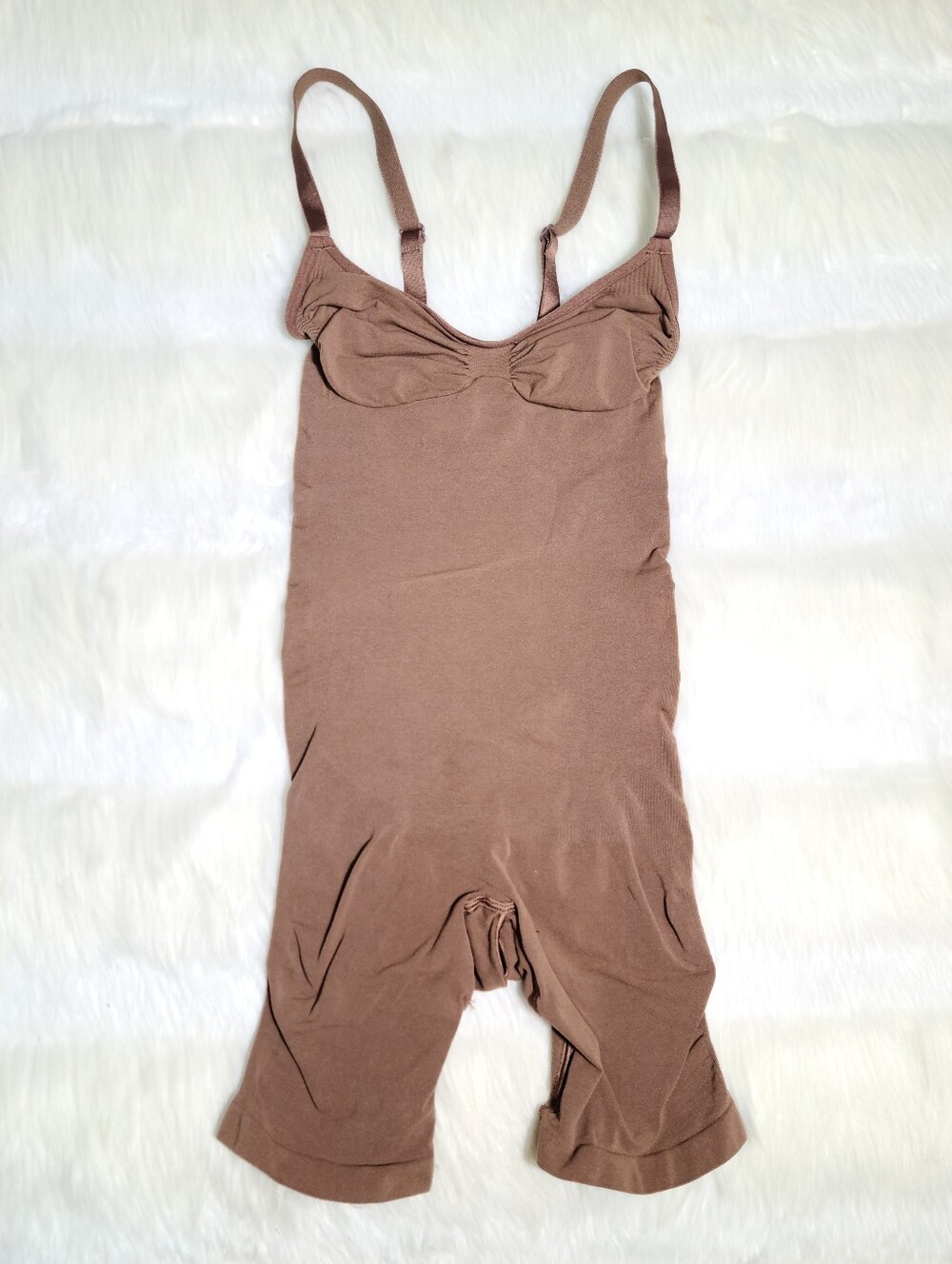 SKIMS Seamless Sculpt Mid Thigh Bodysuit Brown Jasper Small NEW